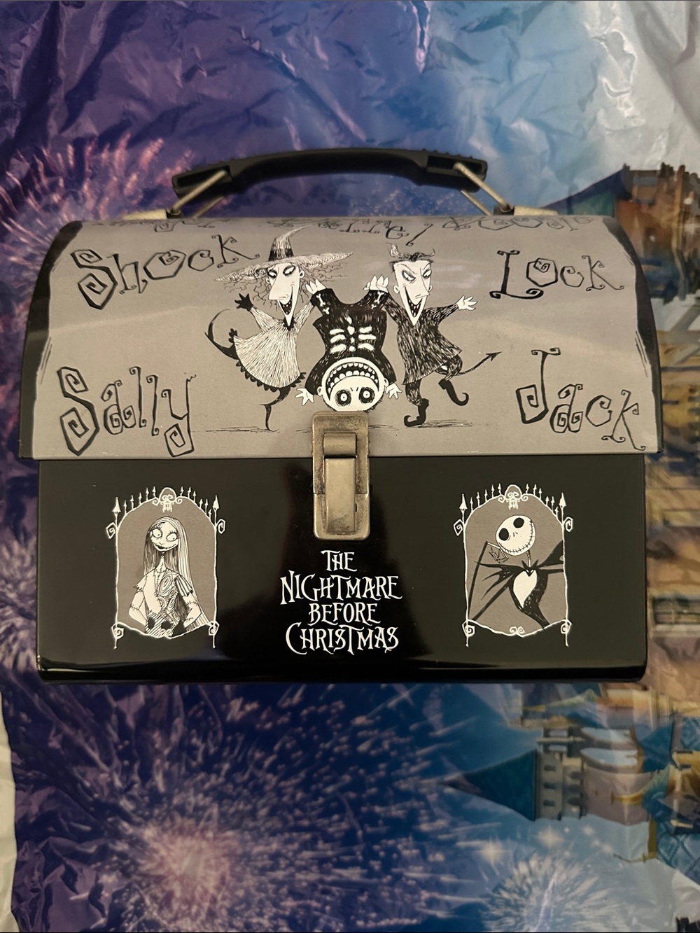 Vintage Disney The Nightmare Before Christmas Metal Lunchbox - Black & Gray